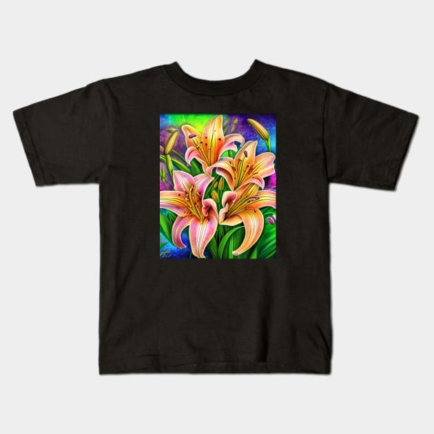 Fantasy Lilies Kids T-Shirt by AnnieDreams